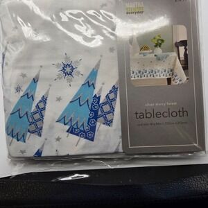 Martha Stewart Everyday‎ Silver Starry Forest Tablecloth Oval 60" W x 84" L